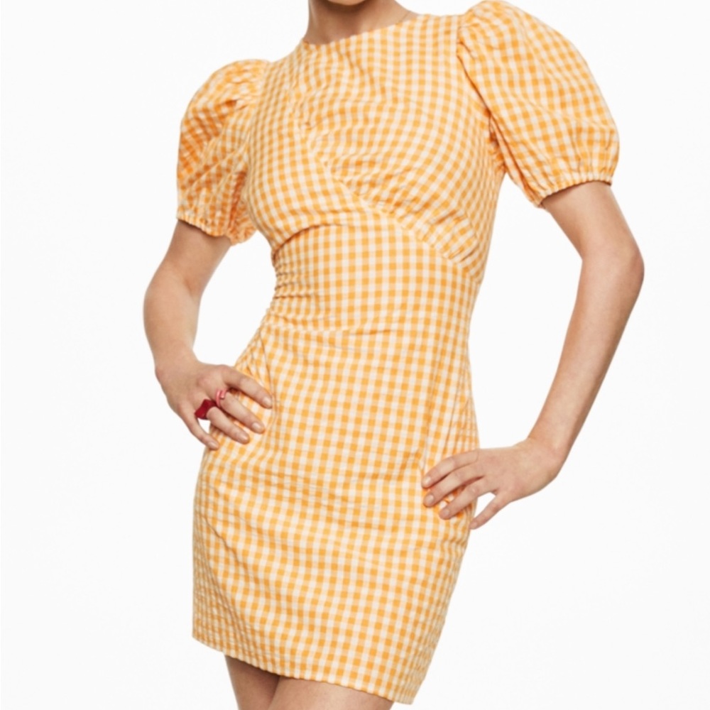 MANGO Women's Gingham Check Dress In Yellow